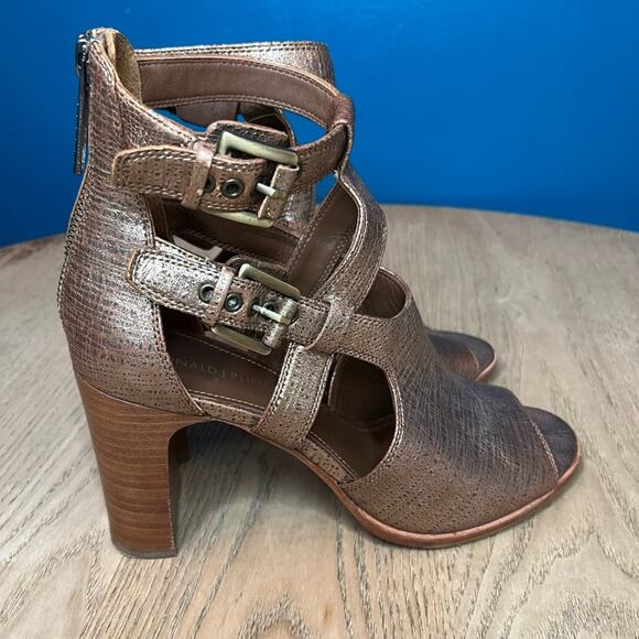 Donald J. Pliner Ronnie Leather Stacked Heel Open Toe Sandals Women’s Size 8.5 - Picture 2 of 10